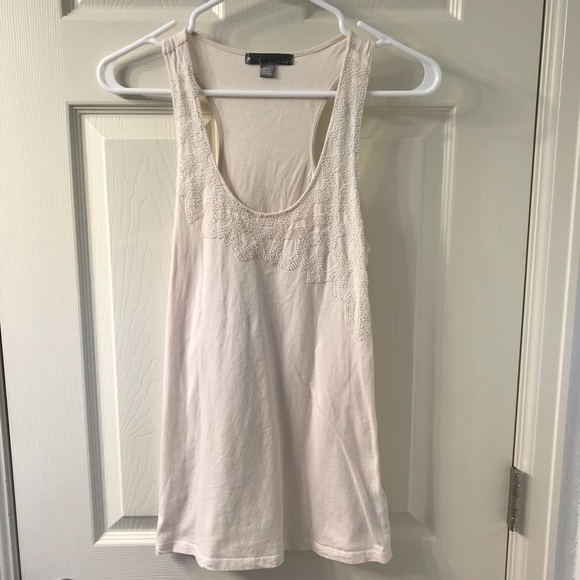 Love 21 Cream Tank Top with Beaded Design - Picture 1 of 2